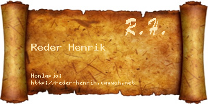 Reder Henrik névjegykártya